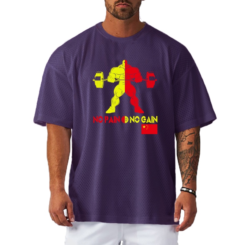 Áo Thun Cổ Tròn Cỡ Lớn Phối Lưới Thoáng Khí Nhanh Khô In Họa Tiết Thời Trang Mùa Hè 2022 Cho Nam