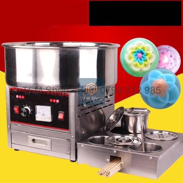Máy Làm Kẹo Bông Gòn Công Nghiệp - Công Suất 1000W Đường Kính 43cm. Thế Hệ Mới Làm Kẹo Không Bị Bết Dính