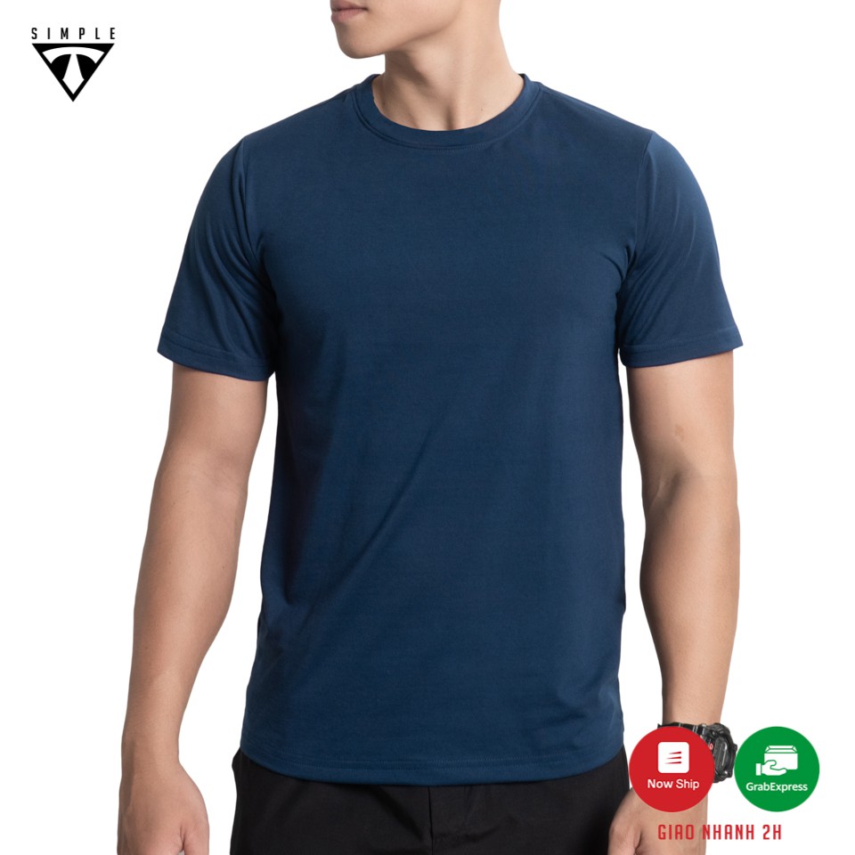 Áo Thun Nam Cotton cổ tròn TSIMPLE phông basic tay ngắn vải co giãn, dày dặn , form chuẩn  màu Xám | BigBuy360 - bigbuy360.vn