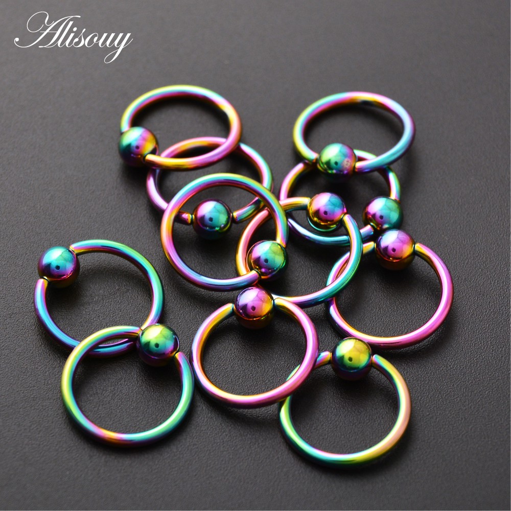 Alisouy 1 Khuyên Xỏ Cơ Thể / Mũi / Môi / Rốn Bằng Thép Không Gỉ 16g