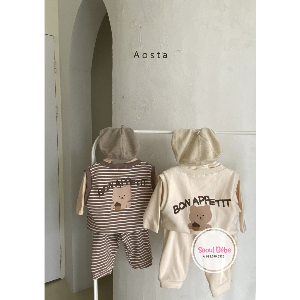 Quần nỉ kẻ cho bé Aosta made in Korea