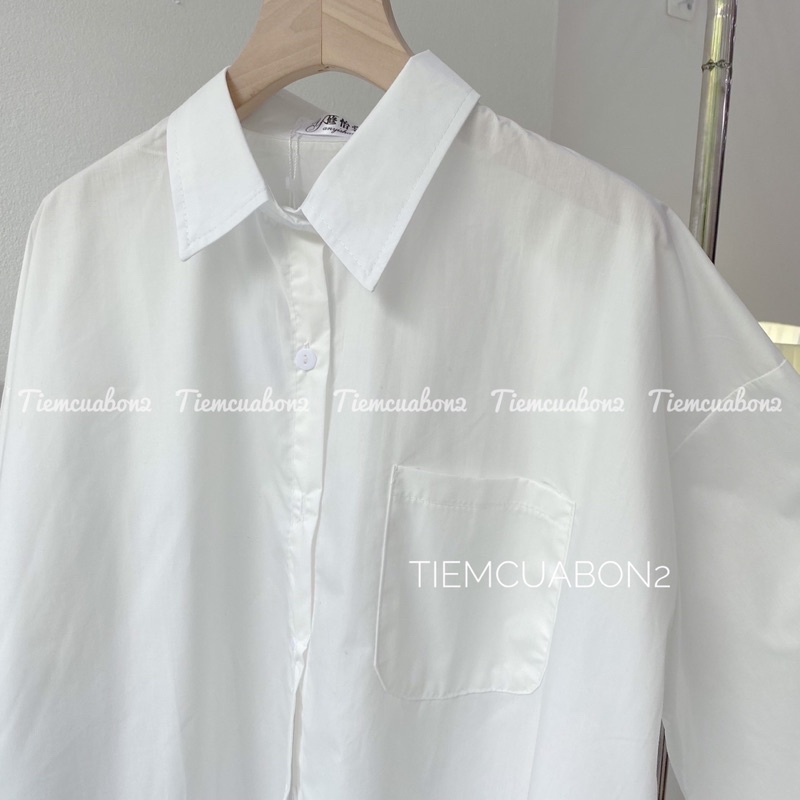 Áo sơ mi trắng basic dập ly sau mặc đi học đi chơi mix đồ xinh | BigBuy360 - bigbuy360.vn