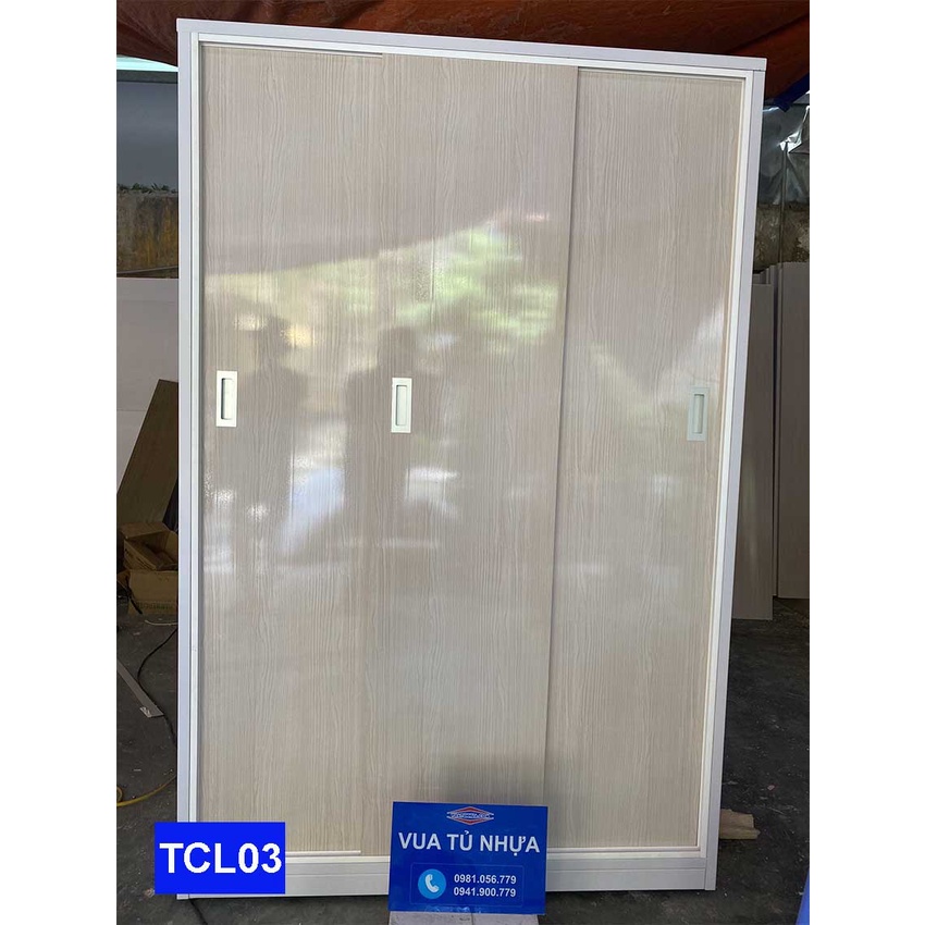 Tủ nhựa Đài Loan đựng quần áo cánh lùa 3 cánh TCL03 kích thước 185x120x48cm freeship nội thành