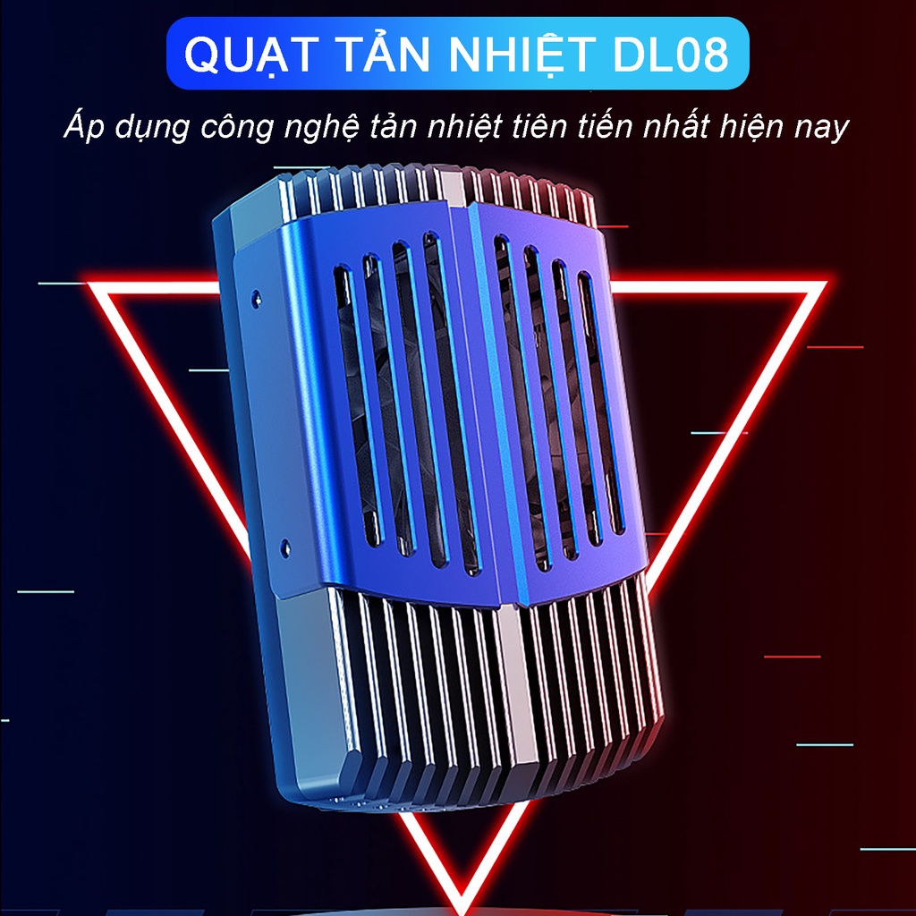 Quạt tản nhiệt điện thoại gaming sò lạnh SIDOTECH DL08 làm lạnh sâu Led RGB quạt 9 cánh chống ồn tránh giật lag máy