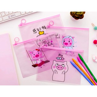 Z0547 Túi Zip A5 Heo Con May Mắn Bukao