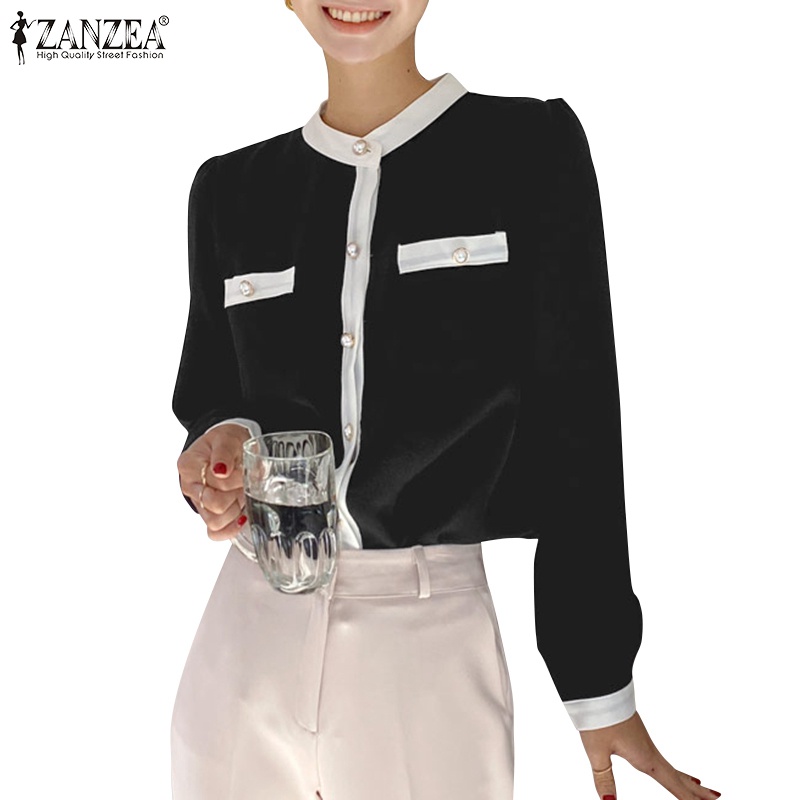 Áo nữ Zanzea tay dài cổ tròn thiết kế thanh lịch thời trang