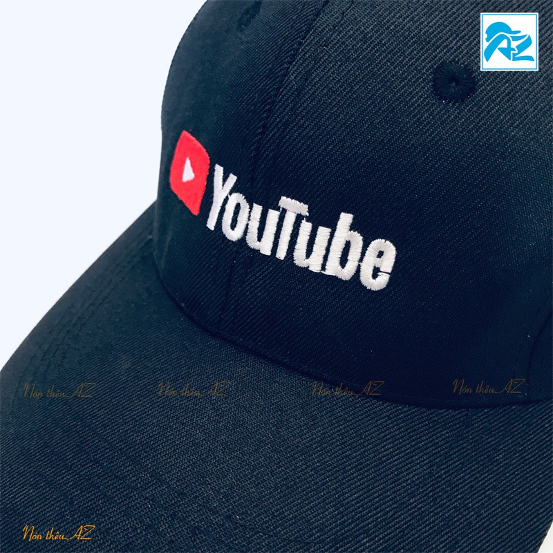 Nón kết màu đen thêu logo Youtube thời trang - Mũ lưỡi trai MT433