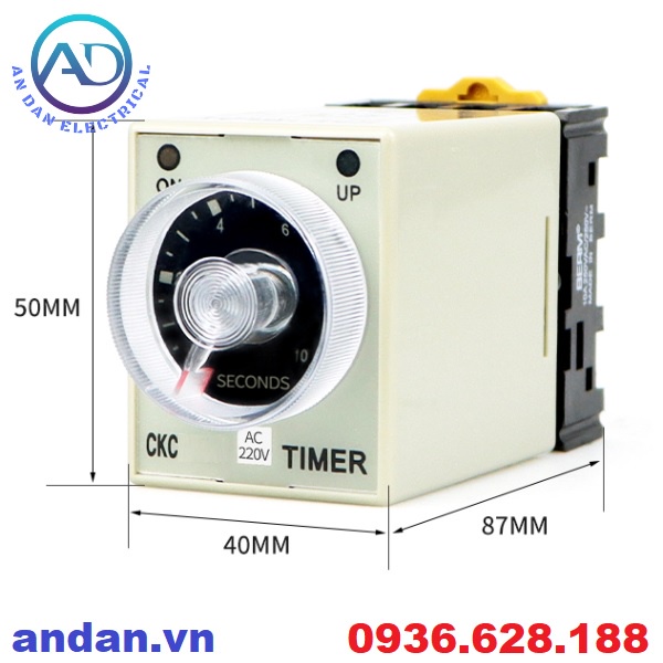 Rơ le thời gian, Relay timer, Rơle hẹn trễ CKC AH3-3 220VAC 24VDC 10S 30S 60S 10M 30M 60M