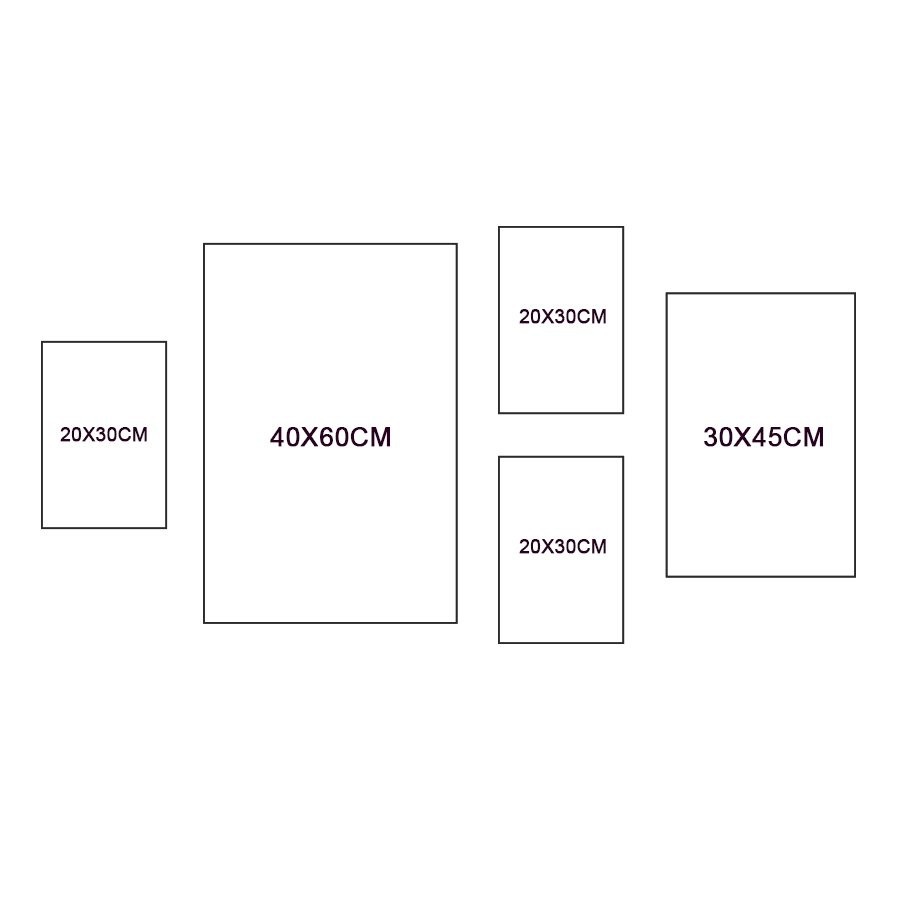 SET 5 tranh dán tường phong cách Châu Âu Nhẹ Nhàng Tinh tế, Chất Liệu Gỗ Nhựa chống nước kèm băng dính xốp