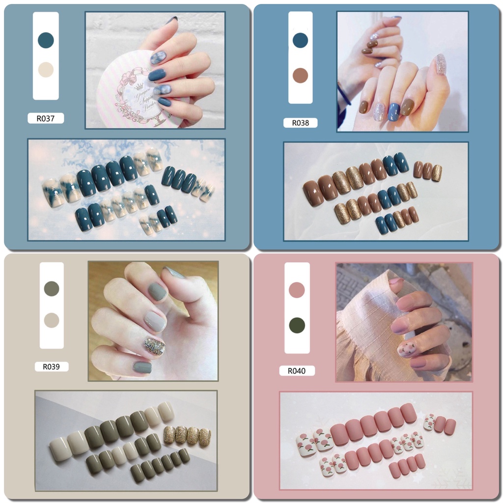 [Hàng mới về] Set 24 móng tay giả thời trang có keo dán R021-R040