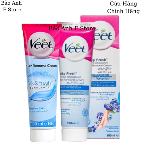 Kem tẩy lông cho da nhạy cảm VEET SILK &amp; FRESH TECHNOLOGY SENSITIVE SKIN 100ml