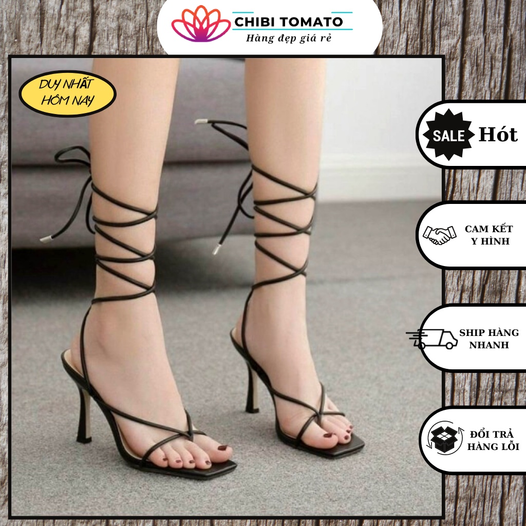 Giày cao gót đế nhọn cột dây 7p chiến binh thời trang hót
