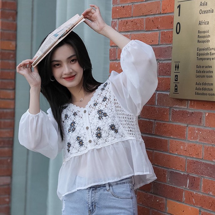 Áo Nữ Tay Dài Phối Ren Thời Trang Quyến Rũ | BigBuy360 - bigbuy360.vn