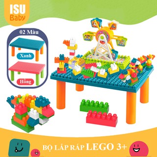 Bàn đồ chơi lắp ráp lego thông minh mini hình đu quay 2 màu xanh/hồng cho bé