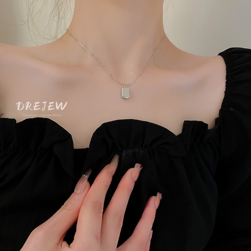DREJEW Dây chuyền thép titan cao cấp mặt hình học in chữ thời trang cho nữ