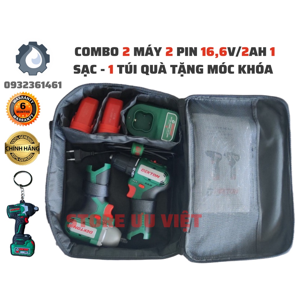 BỘ COMBO MÁY KHOAN VÀ MÁY BẮT VÍT PIN 16V DEKTON D16MK10BL D16CV150BL BỘ DỤNG CỤ GIÁ TỐT