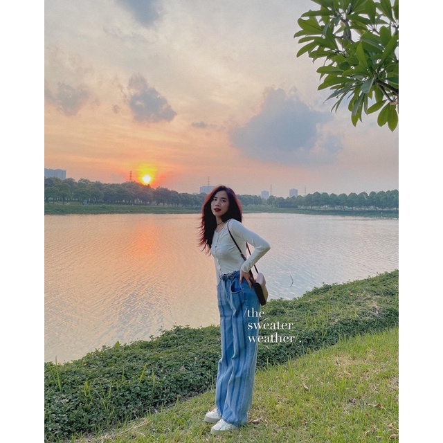 Áo croptop dài tay len mỏng cài cúc basic ( Ảnh thật ) | BigBuy360 - bigbuy360.vn