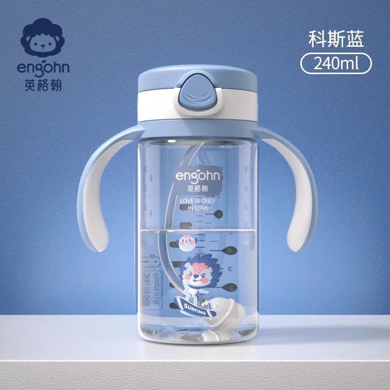 Bình tập hút nước cho bé chống tràn chống sặc Engohn chính hãng chất liệu Tritan 240/280ml