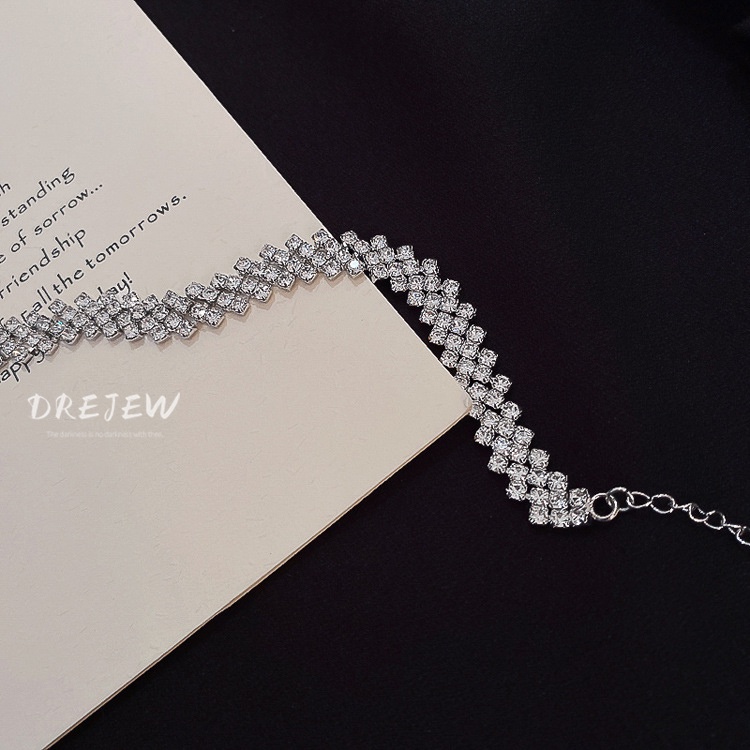 Vòng cổ choker đính đá kim cương đơn giản phong cách Nhật Hàn vòng cổ nữ