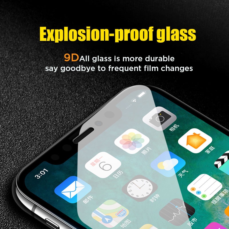 Kính Cường Lực Bảo Vệ Màn Hình 100D Cho iPhone14 13 12 11 Pro Max XS XR X 7 Plus SE 2020 6S 6 7 8 Plus H9
