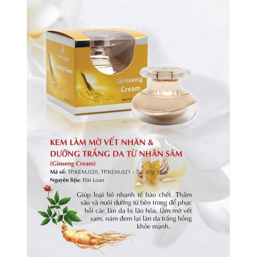 Kem làm mờ vết nhăn và dưỡng trắng da từ nhân sâm Sandra's Ginseng Cream 20g