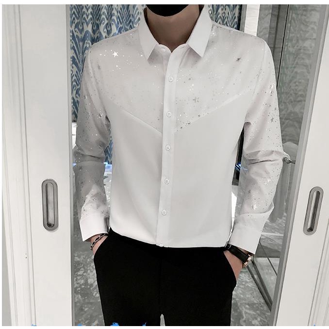 Áo sơ mi, áo sơ mi in sao  đẳng cấp,tạo điểm nhấn cuốn hút, hàng thiết kế cao cấp H59