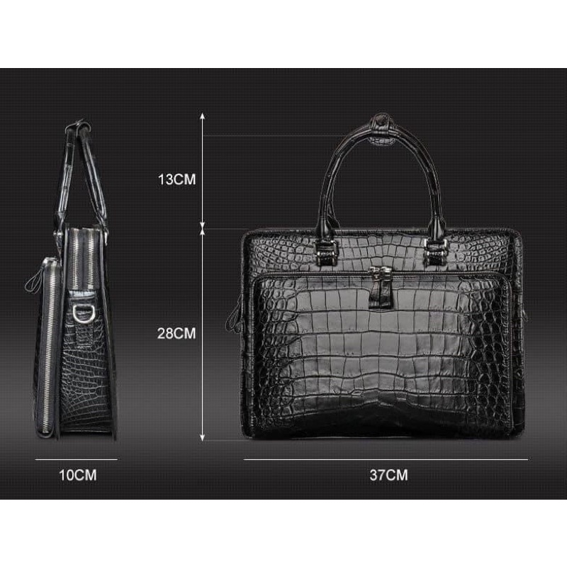 Túi laptop da cá sấu thật cao cấp màu đen size 37 - Cá Sấu Thảo Nguyên