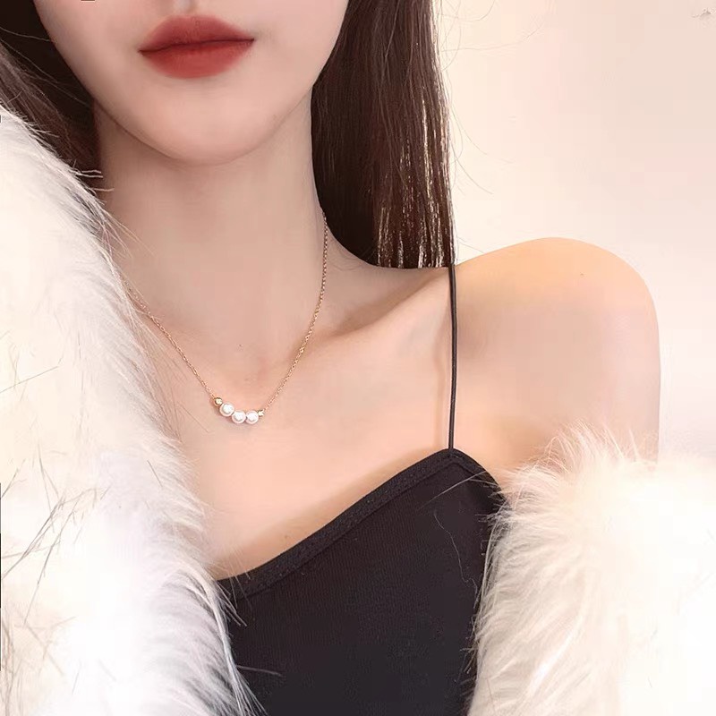 Vòng cổ dáng mảnh, dây chuyền nữ hạt trai thanh lịch - B134