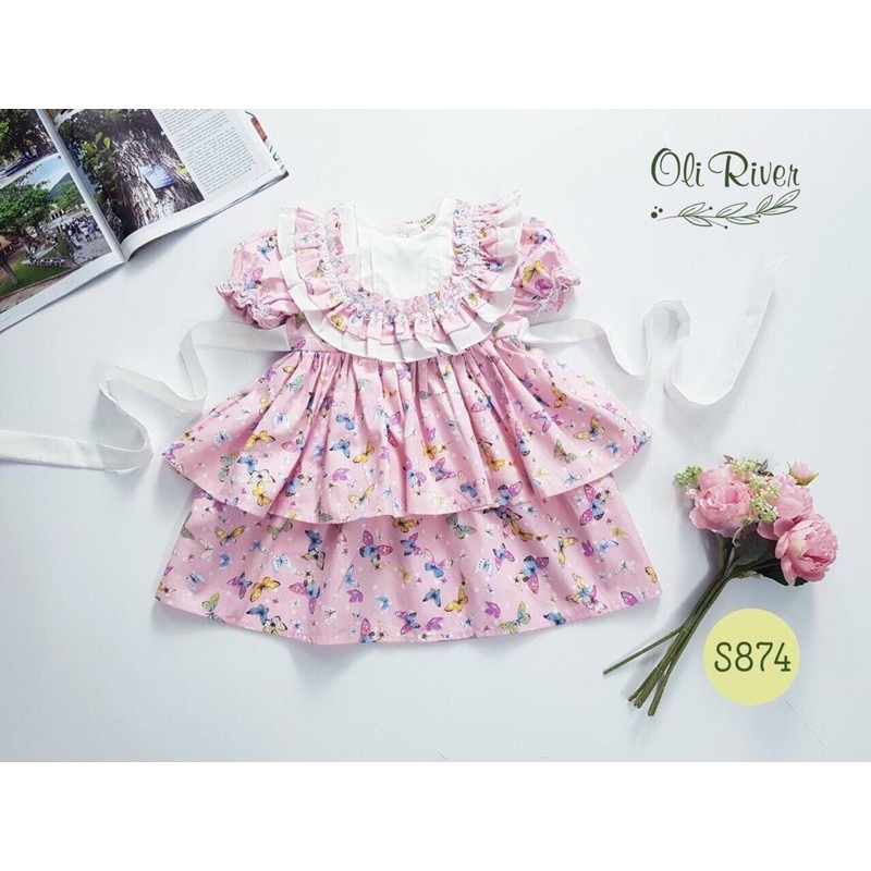 VÁY - ĐẦM TIỂU THƯ CÁNH BƯỚM HÈ 2 TẦNG CHO BÉ GÁI