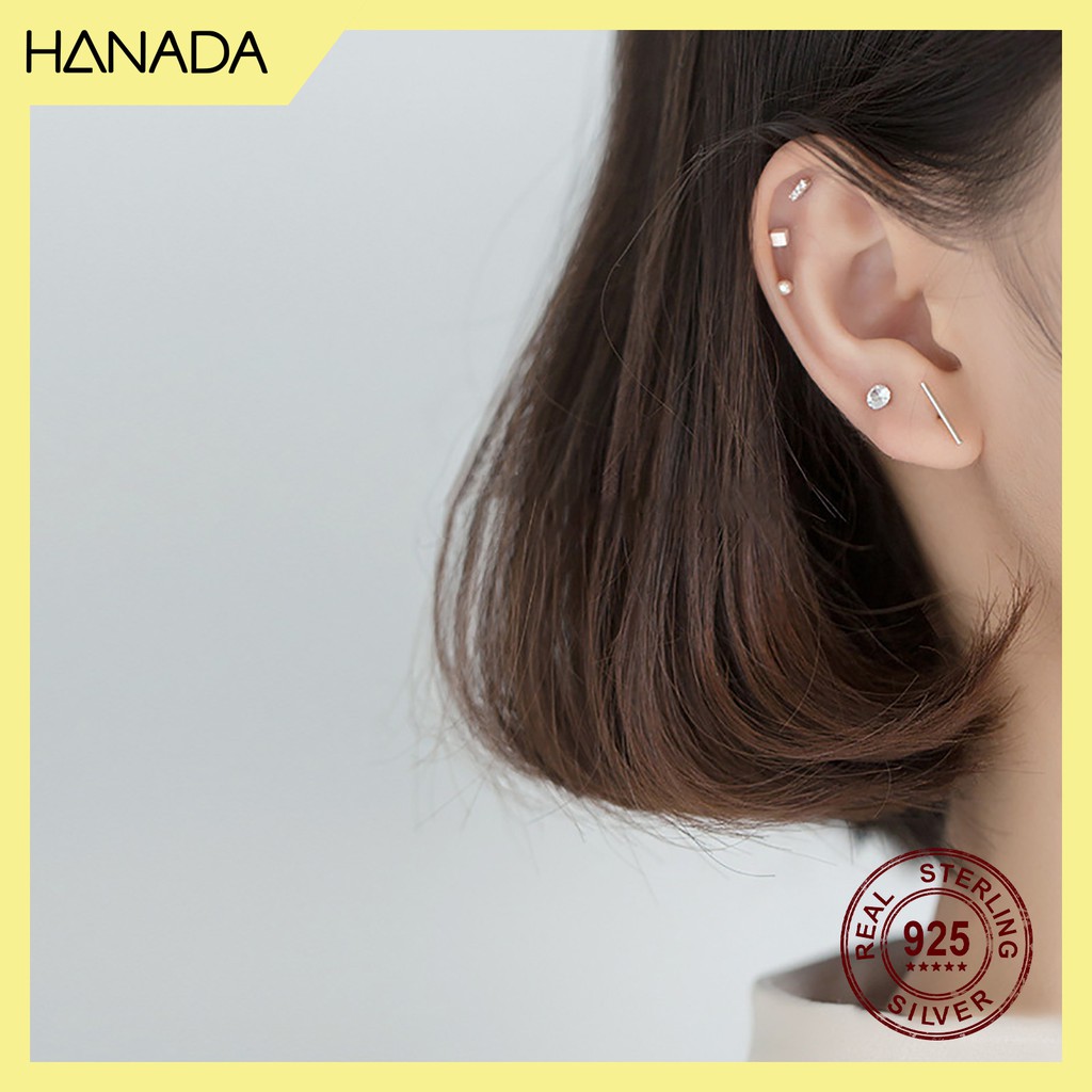 Set 5 Món Bông Tai Bạc 925 Hanada Đơn Giản Đeo Vành Tai 0632 C12