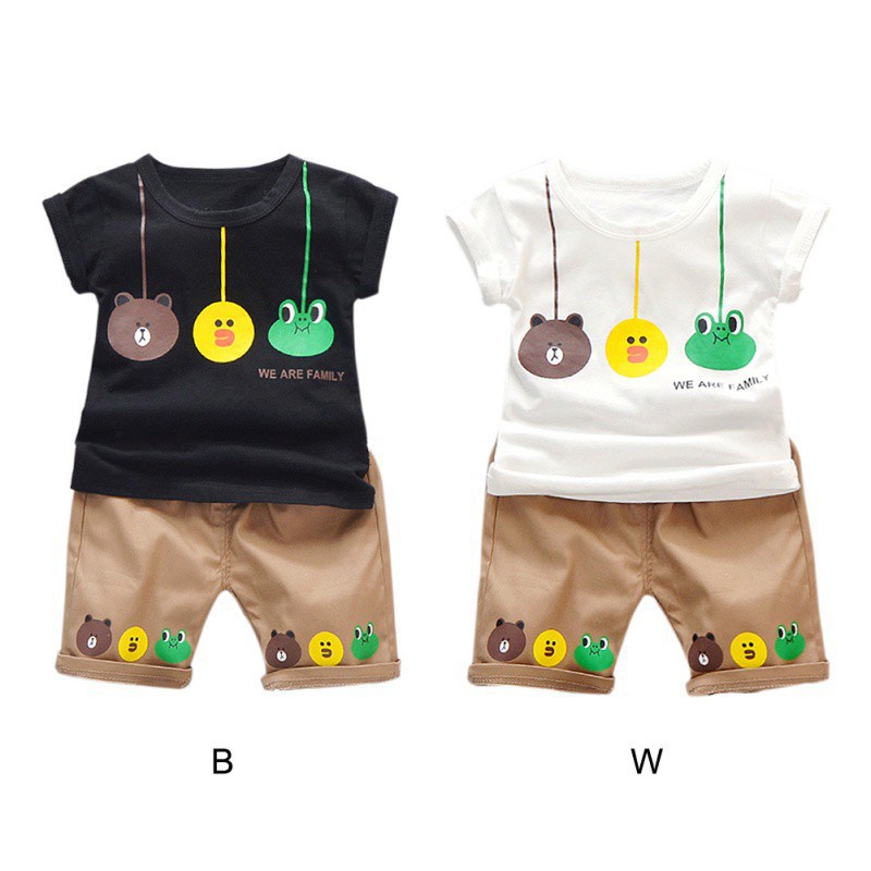 Bộ áo thun in hình động vật + quần ngắn thời trang cho bé trai