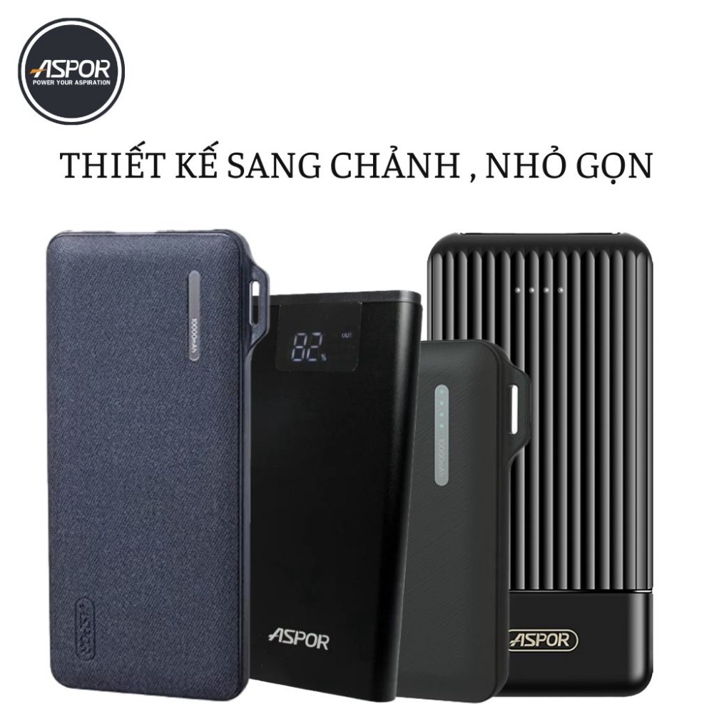 TẶNG QUÀ 100%Sạc dự phòng ASPOR A358 10.000MAh 37W - Pin dự phòng nhỏ gọn kích thước bằng thỏi son , Dễ dàng đút túi