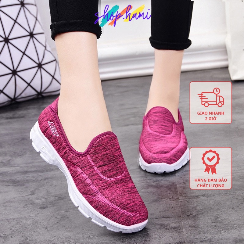 Giày Thể Thao Nữ Đẹp 2020 Không Dây Tiện Lợi  Mềm Mại Với 4 Màu Xanh Hồng Đen Ghi SHOP HAMI G09