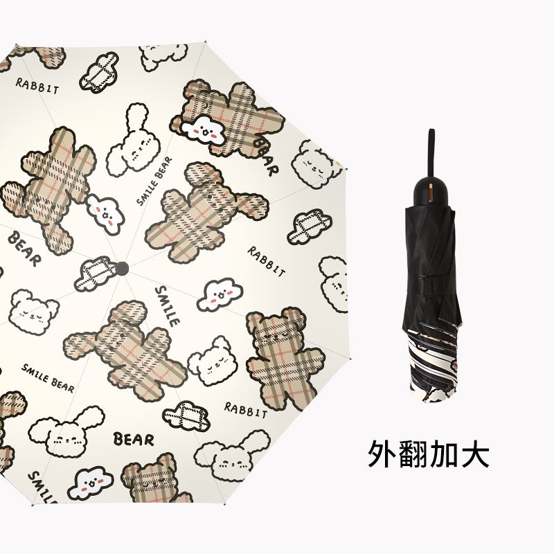 Dù Gấp Tự Động Chống Tia UV Họa Tiết Gấu Dễ Thương
