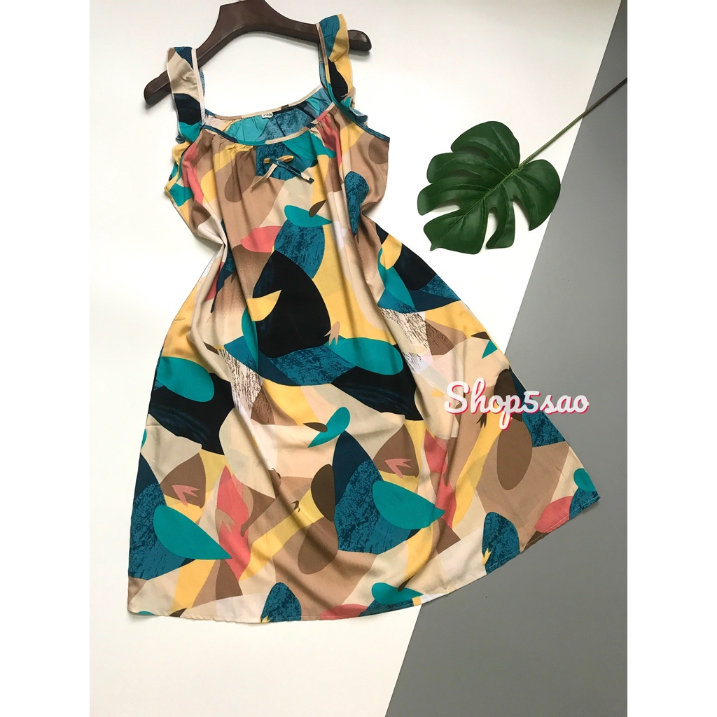 Váy lanh - Đầm ngủ mặc nhà lanh (tole) SHOP5SAO hai dây siêu xinh (45-68kg)