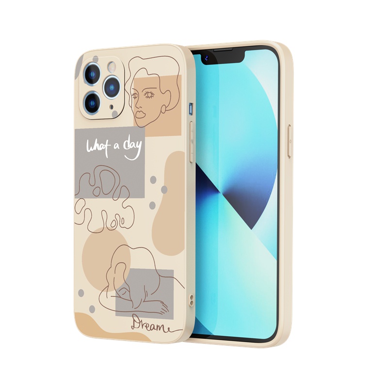 Ốp lưng iphone Ốp điện thoại Suntaiho silicon mềm hình nét vẽ cô gái cho iPhone 13 12 11 Pro Max X XR Xs Max 7 8 Plus 12mini 13mini