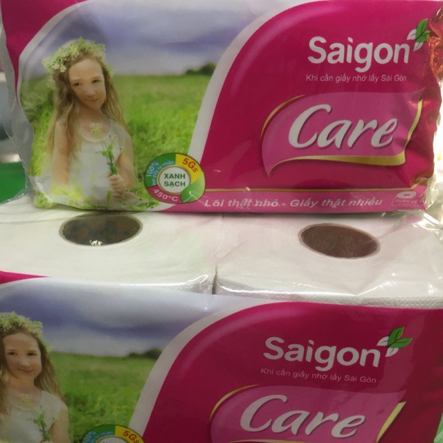 Giấy vệ sinh SÀI GÒN Care, lốc 12 cuộn có lõi