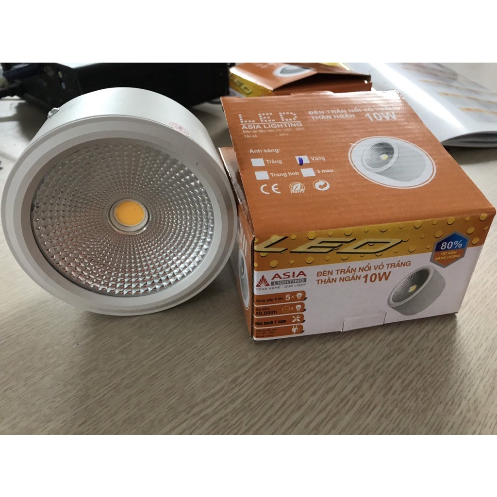 Đèn Led ống bơ Asia 7w/10W vỏ trắng, đen chính hãng bảo hành 1 năm đổi mới