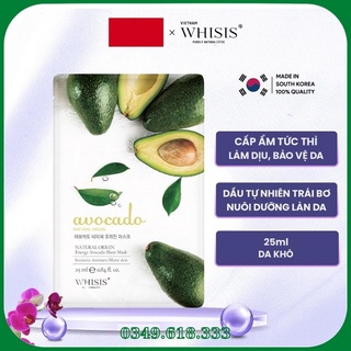 Mặt Nạ Bơ Sữa Whisis Nature Origin Energy Avocado Sheet Mask - Mặt Nạ Giấy Dưỡng Da thiên nhiên Hàn Quốc Chính Hãng