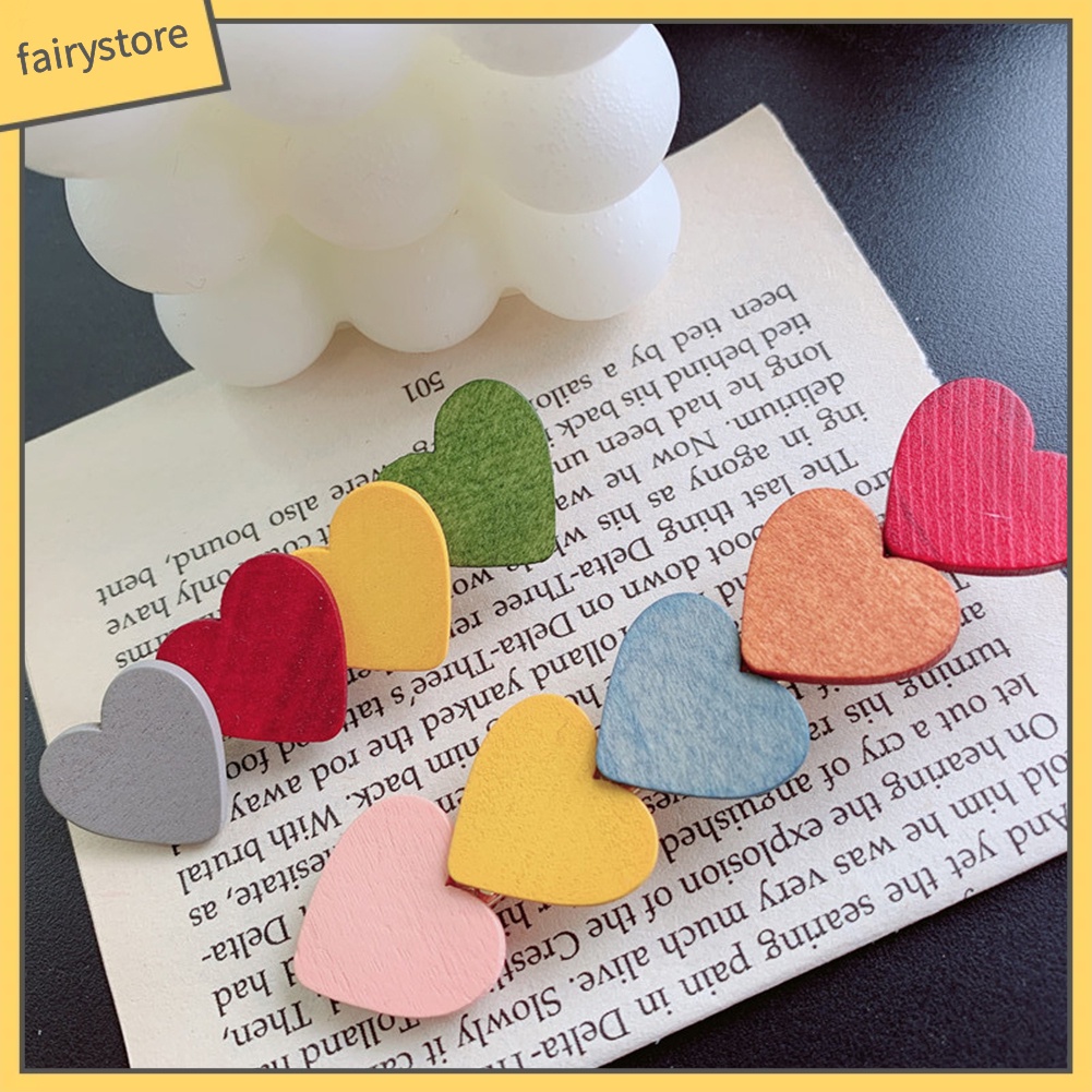 Kẹp Tóc Hình Tròn / Trái Tim Màu Sắc Ngọt Ngào Cho Nữ