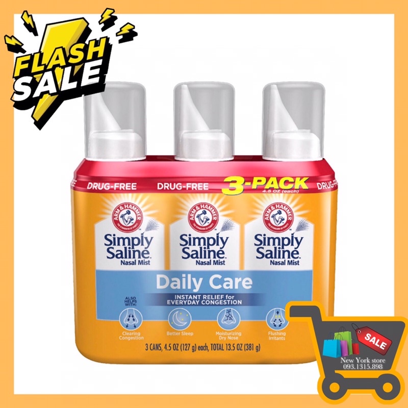 Xịt mũi hàng ngày simply saline - arm&hammer chính hãng usa 127gram - ảnh sản phẩm 1