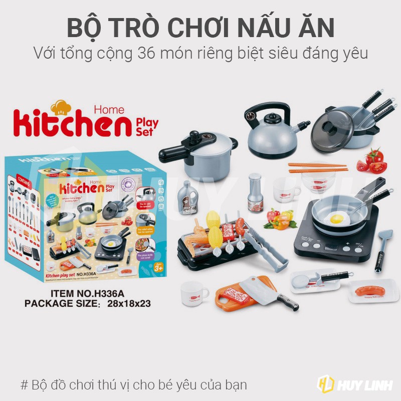 Bộ đồ chơi nhà bếp nấu ăn 36 món cho bé - Nấu cơm nướng thịt HLT01