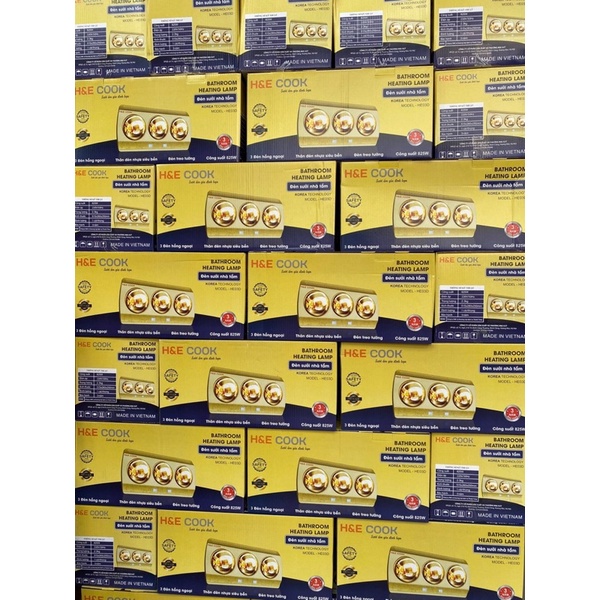 Máy Sưởi Nhà Tắm HE COOK - Đèn Sưởi Nhà Tắm BH 3 Năm Chống Chói, Chống Nước Công Nghệ Hàn Quốc 2 & 3 Bóng