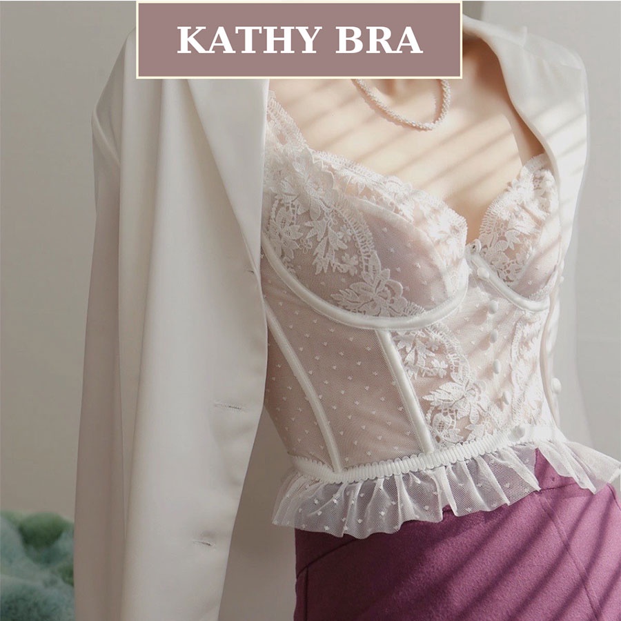 A06 ÁoKiểu Corset KATHY BRA Chất Ren Kiểu Dáng Bralette Cao Cấp Thêu Hoa Kiểu Dáng Croptop Siêu Sang
