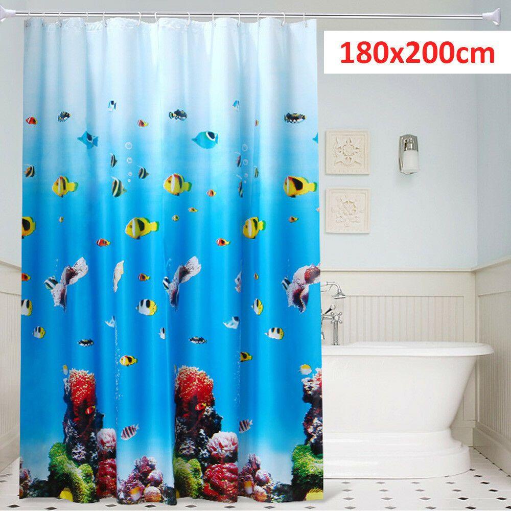 LANFY Rèm Phòng Tắm Dày Dặn Có Móc Treo Thế Giới Dưới Nước 180Cm X 200Cm