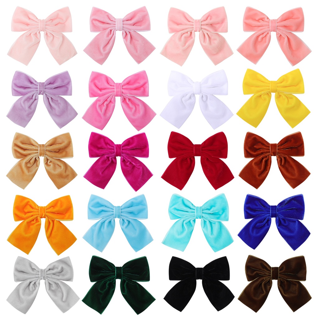 Kẹp tóc KIDSBOWS hình nơ vải nhung màu trơn thời trang dành cho nữ