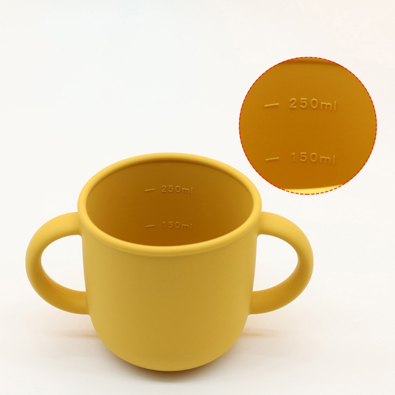 Cốc Uống Nước Silicone 300ml Nhỏ Gọn Có Tay Cầm Và Ống Hút Cho Bé