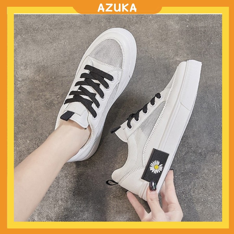 Giày thể thao nữ đế bằng giá rẻ giày sneaker nữ trắng cao cấp hot trend AZUKA - C1