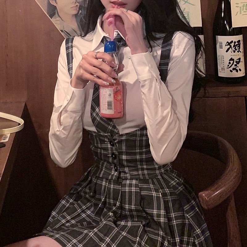 Set Áo Sơ Mi Ngắn + Áo Khoác Không Tay + Chân Váy Thiết Kế Mới Ngọt Ngào Thời Trang Mùa Xuân Dành Cho