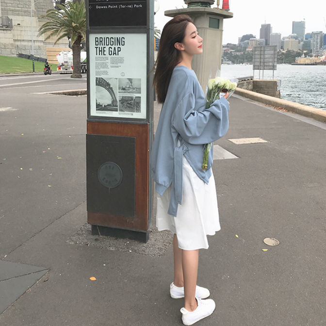 Bộ Áo Hoodie Dài Tay + Chân Váy Xinh Xắn Theo Phong Cách Hàn Quốc